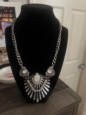 Free People Silver-Tone Necklace with Opalescent Stones